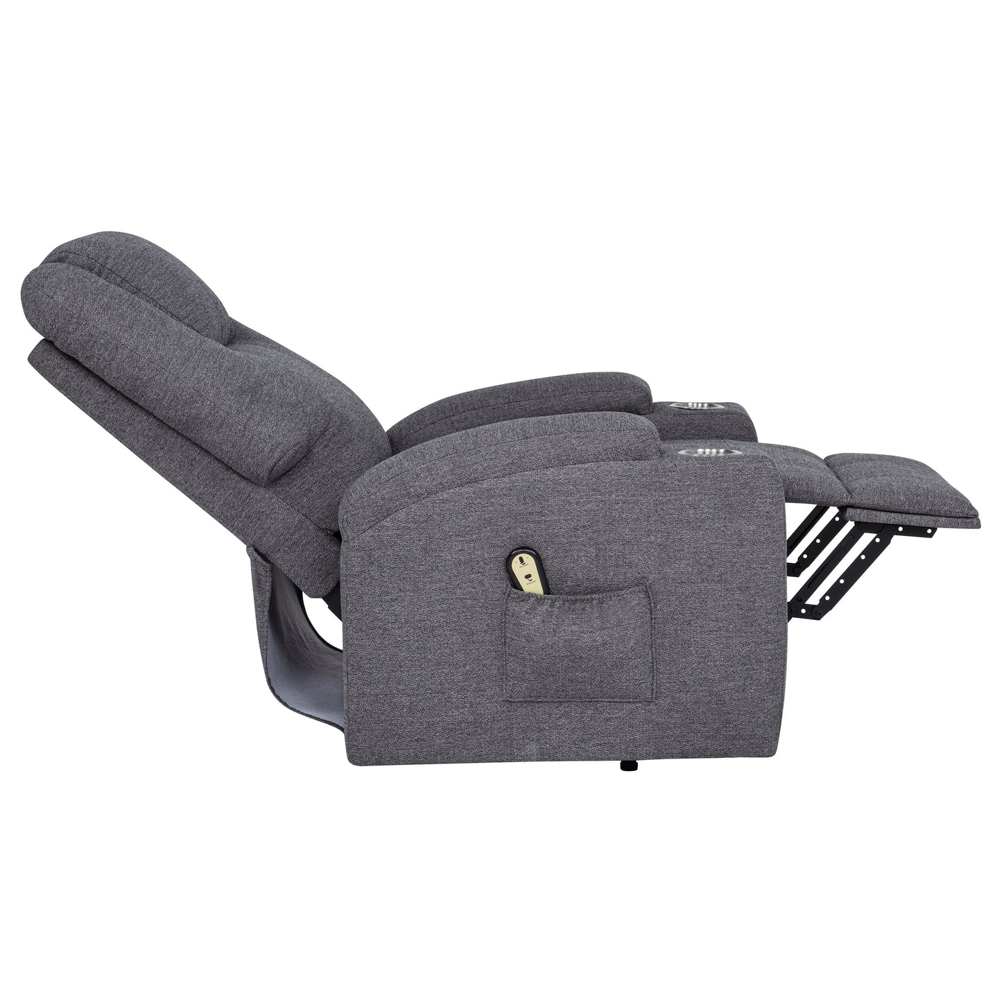 Louie Chenille Upholstered Power Lift Massage Chair Grey