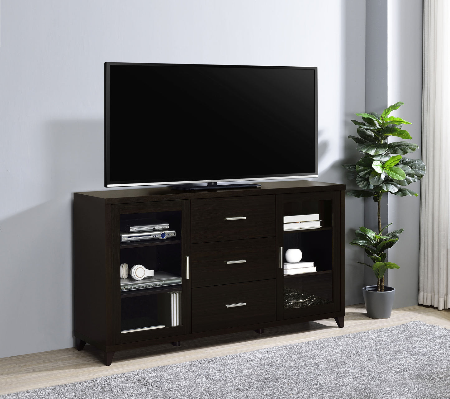 Lewes 2-door Engineered Wood 60-inch TV Stand Cappuccino