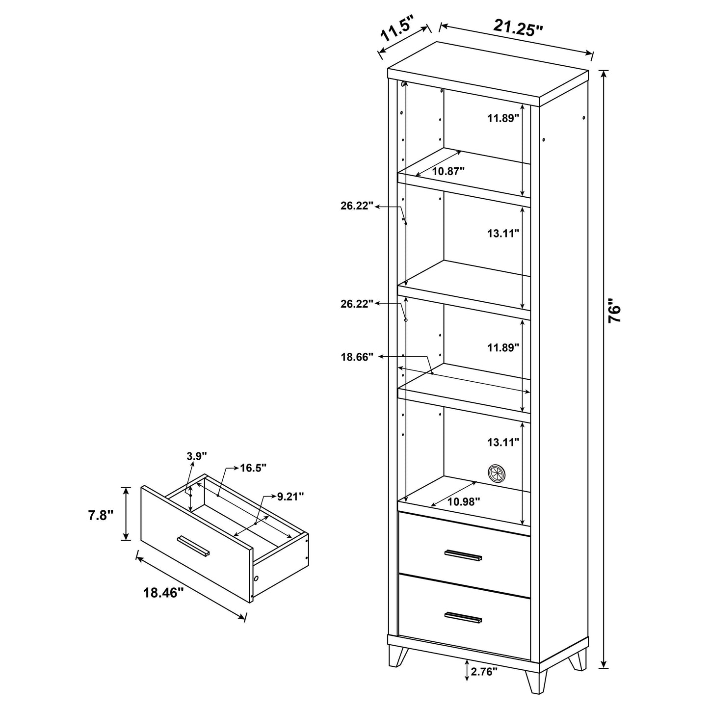 Lewes 4-shelf Engineered Wood Media Tower Cappuccino