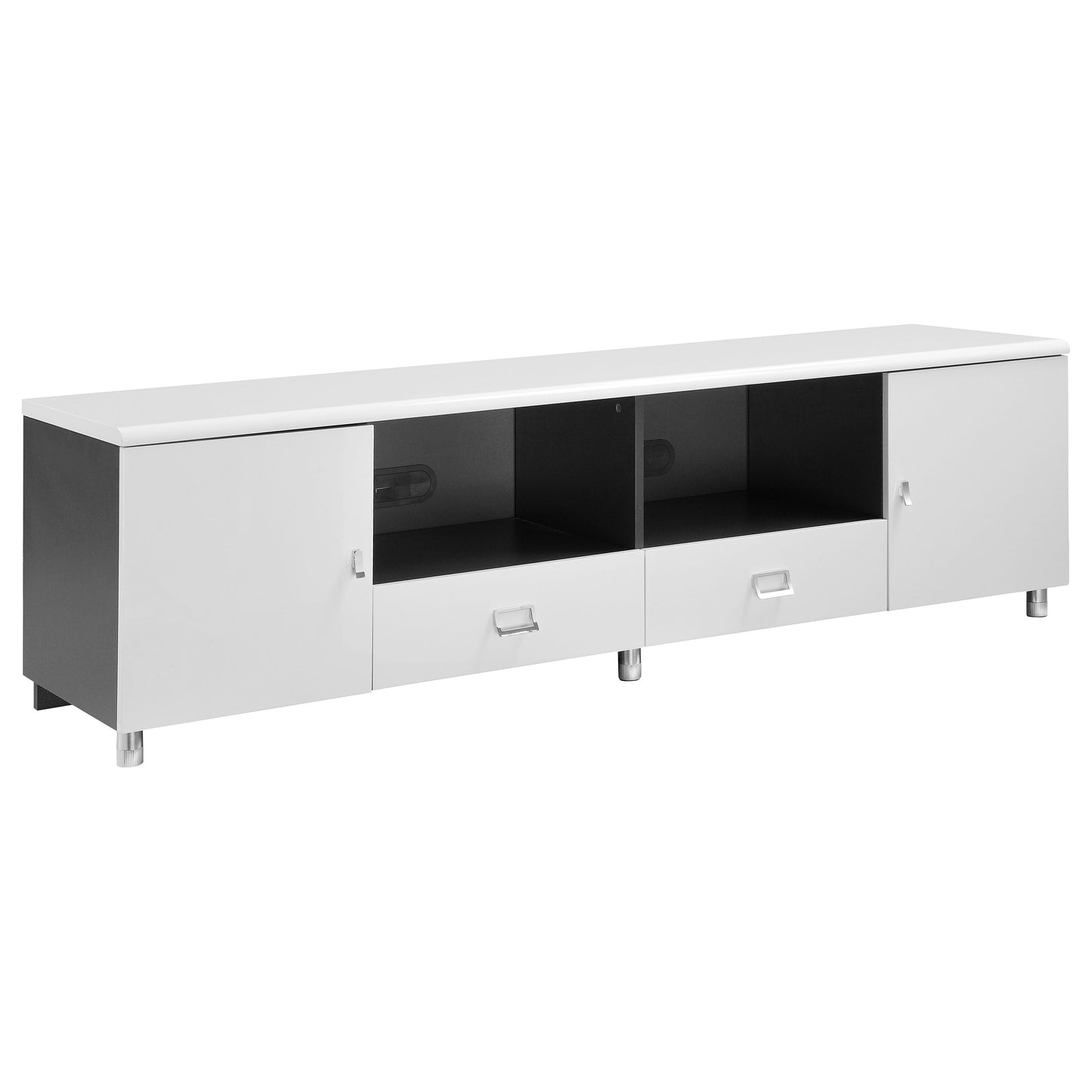 Burkett 2-door Engineered Wood 71-inch TV Stand White High Gloss