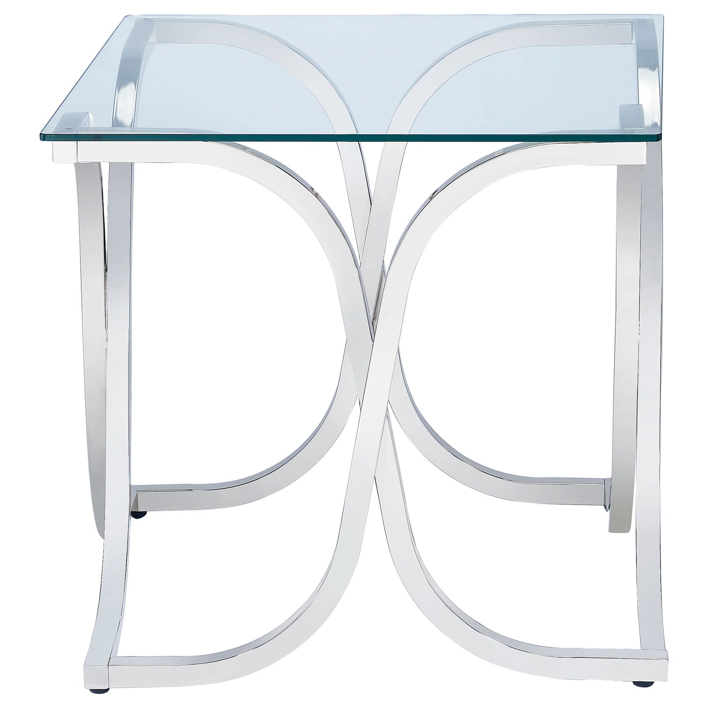 Tess Square Glass Top Metal Side End Table Nickel
