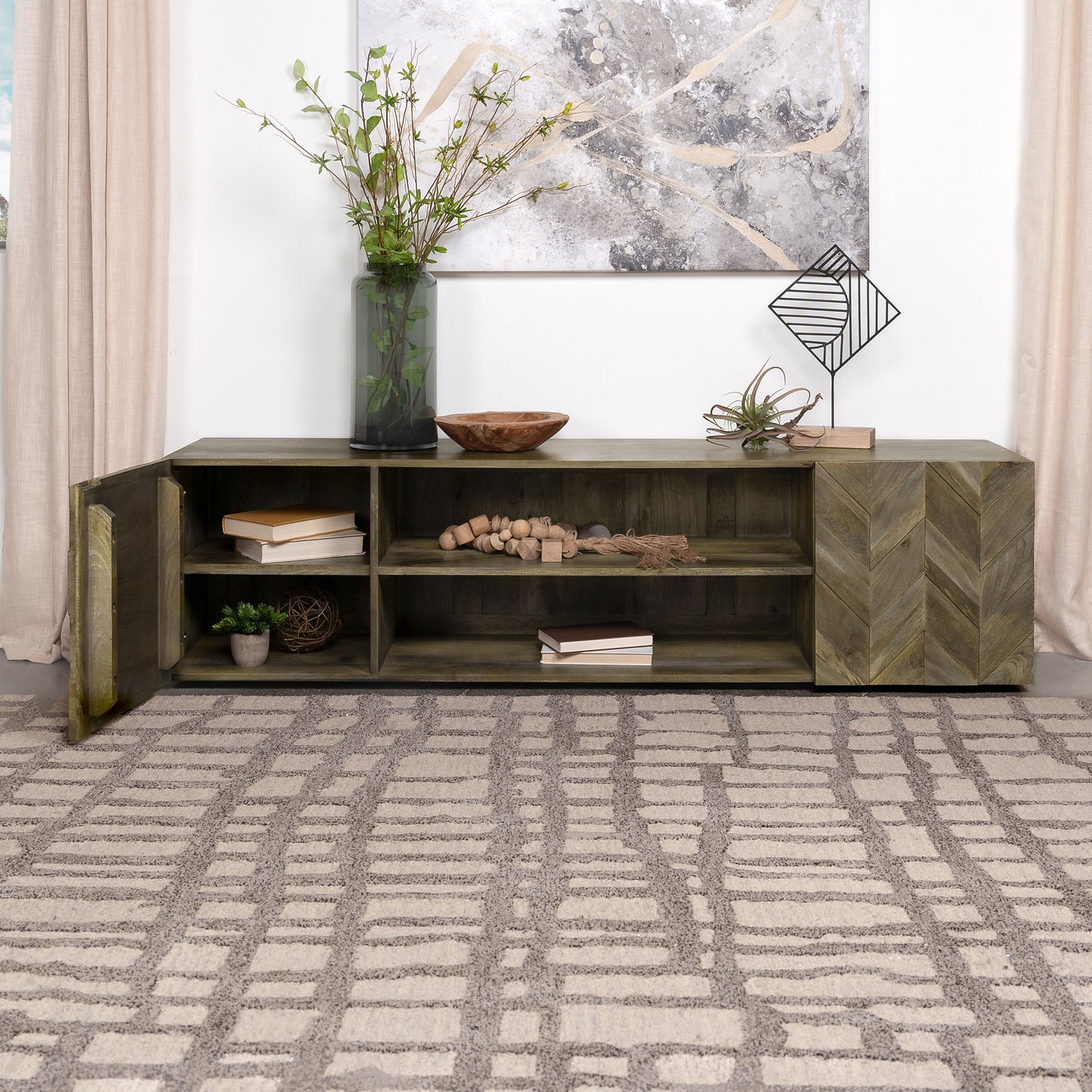 Keese 2-door Wood 70-inch TV Stand Media Console Mango Brown