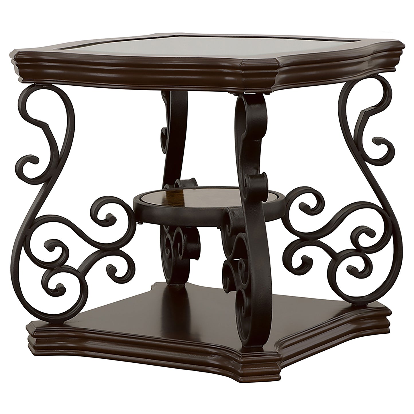 Laney 1-shelf Glass Top Rectangular End Table Deep Merlot