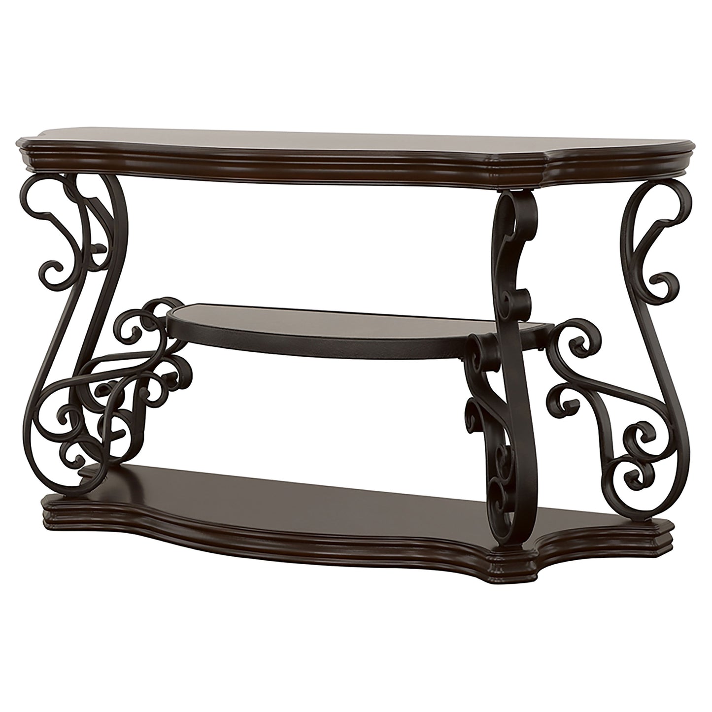 Laney Scrollwork Entryway Sofa Console Table Deep Merlot