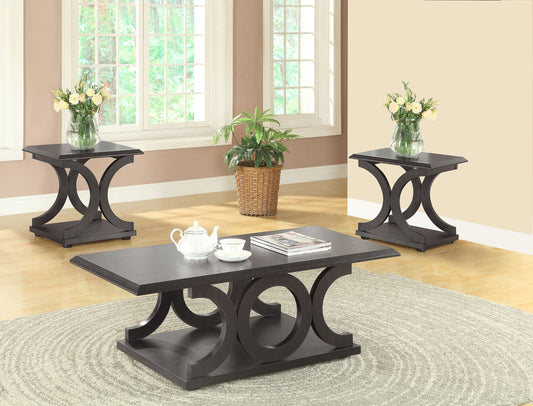 Shelly 3-piece Coffee and End Table Set Cappuccino