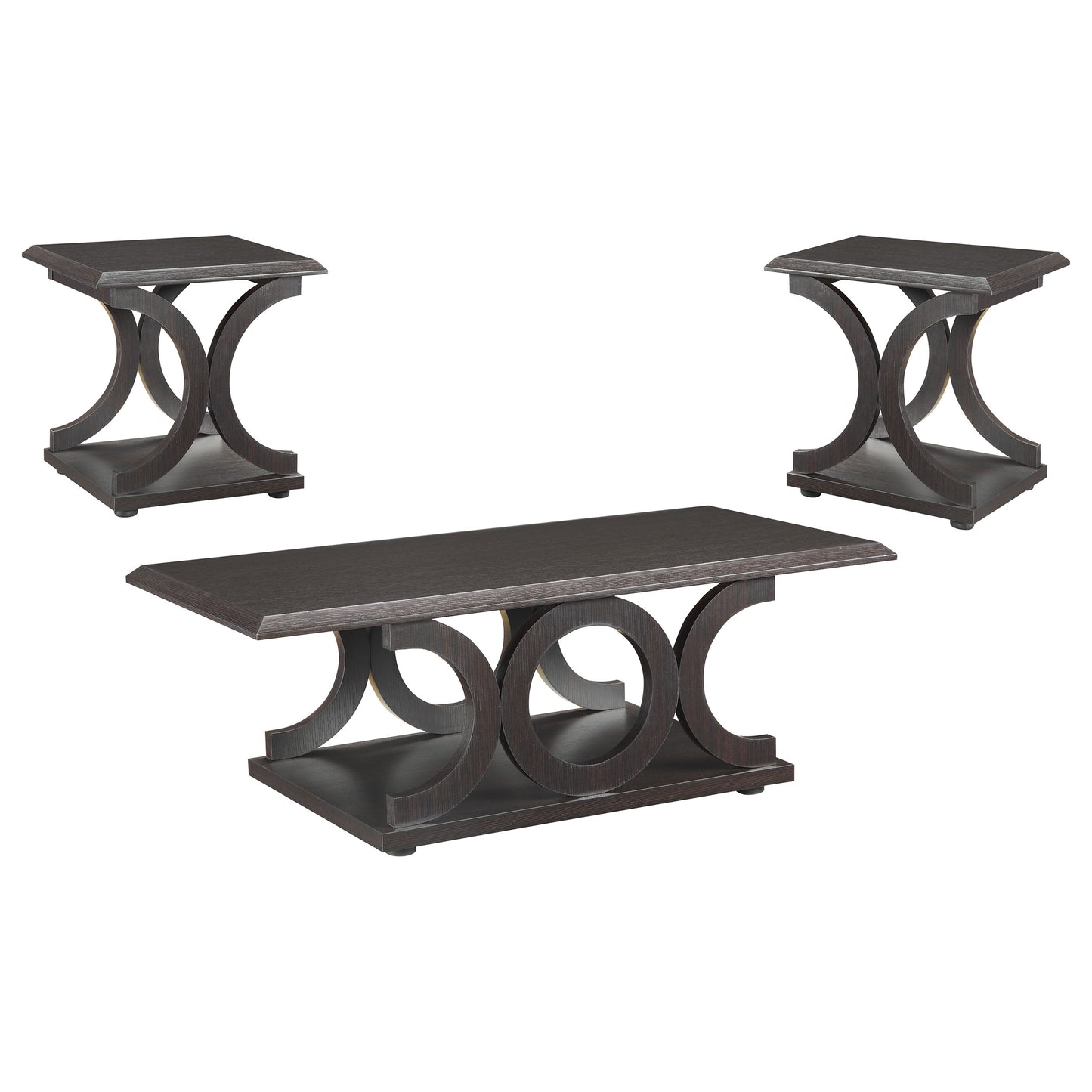 Shelly 3-piece Coffee and End Table Set Cappuccino