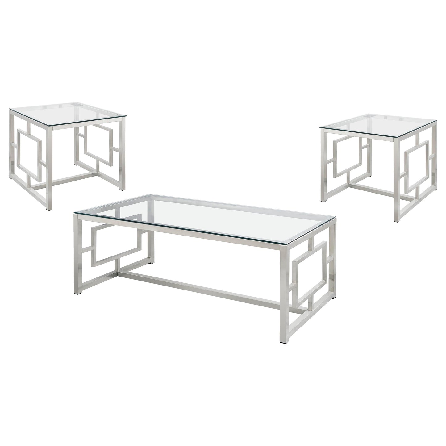 Merced 3-piece Rectangular Coffee and End Table Set Nickel