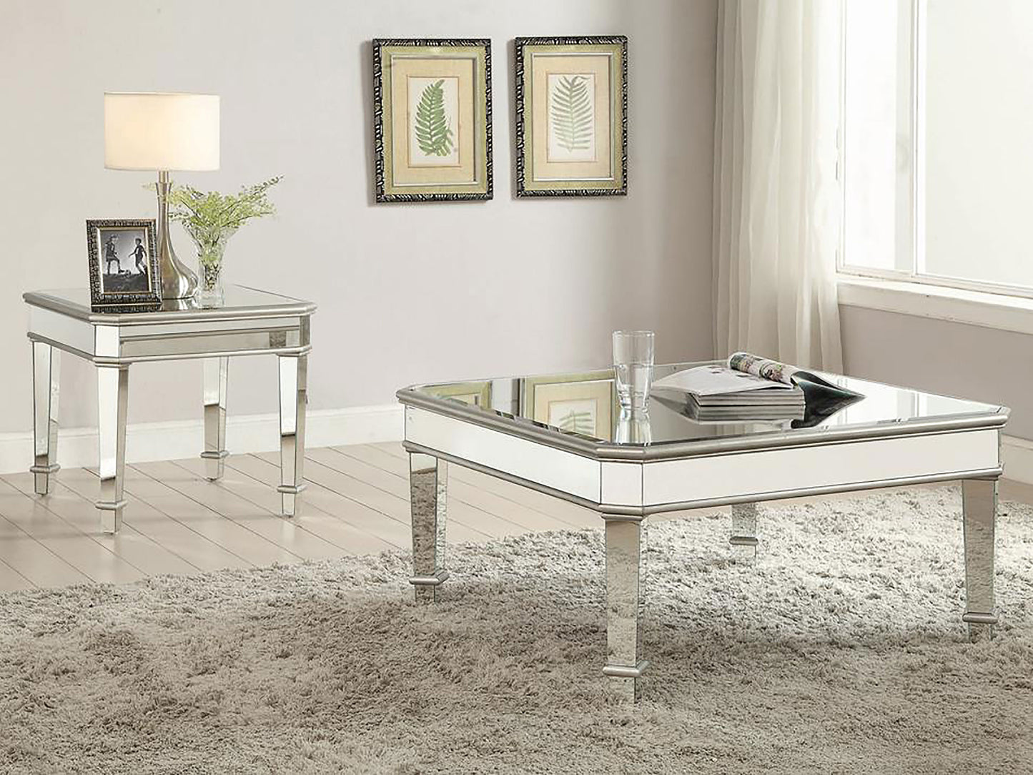 Eisley Square Mirrored Accent Side Table Silver