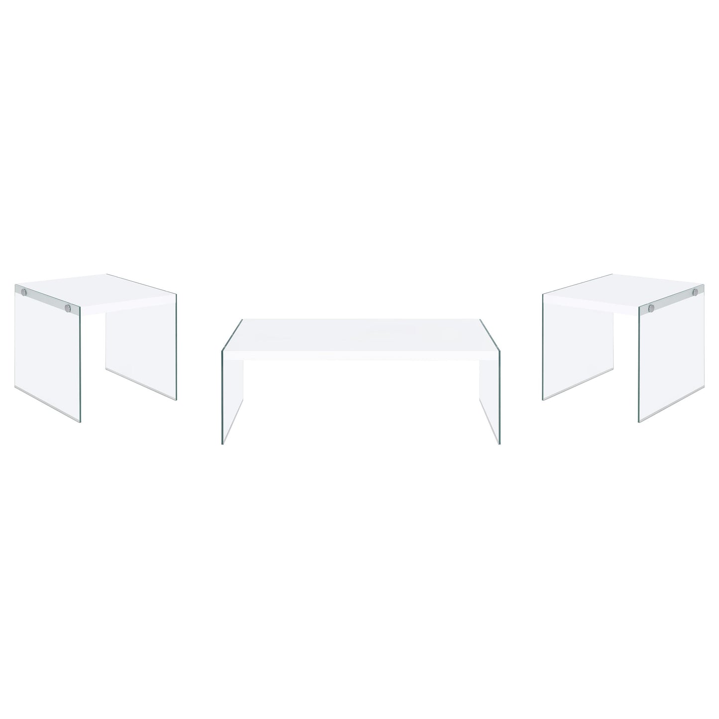 Opal 3-piece Coffee and End Table Set White High Gloss