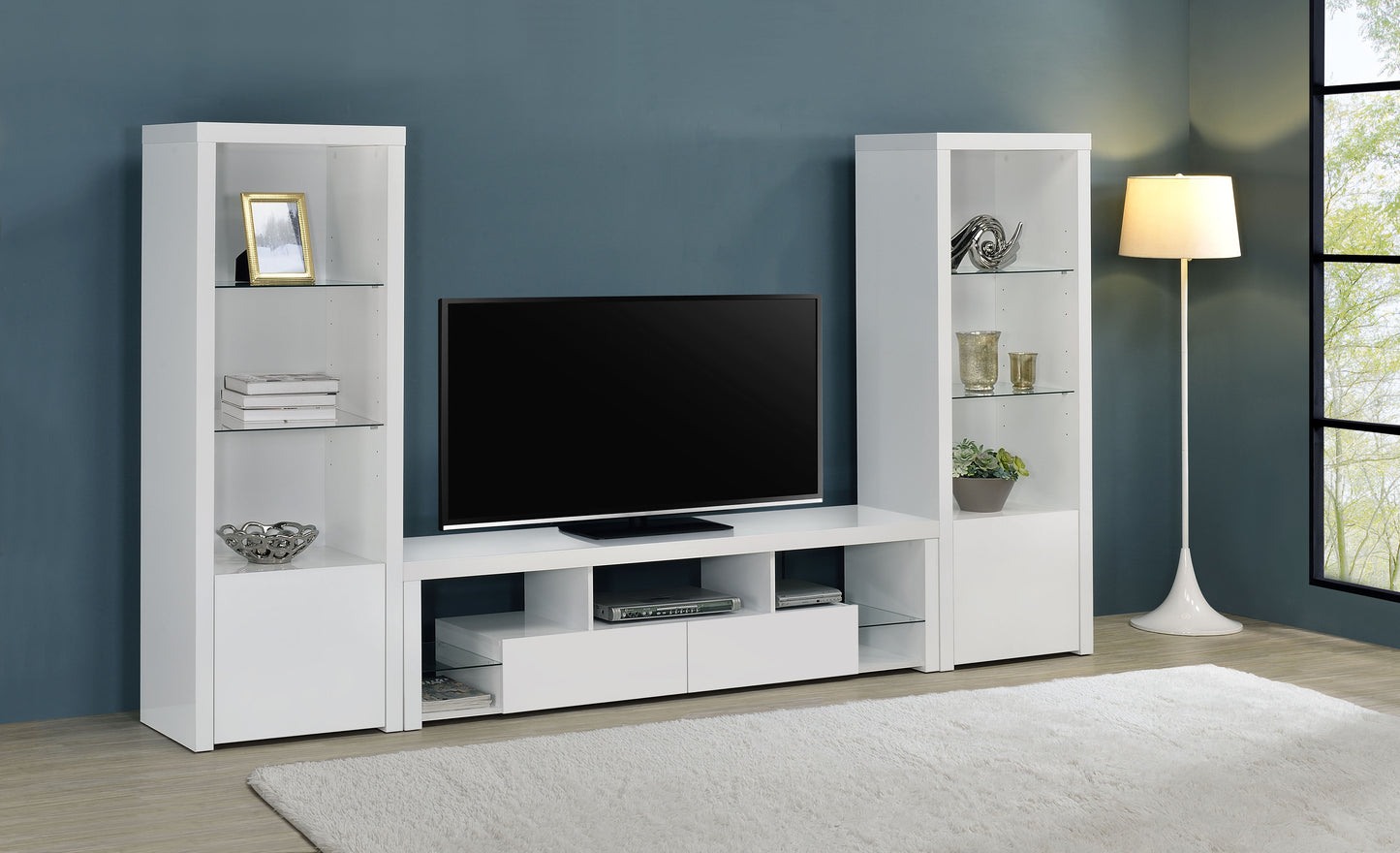 Jude 2-drawer Engineered Wood 71-inch TV Stand High Gloss White
