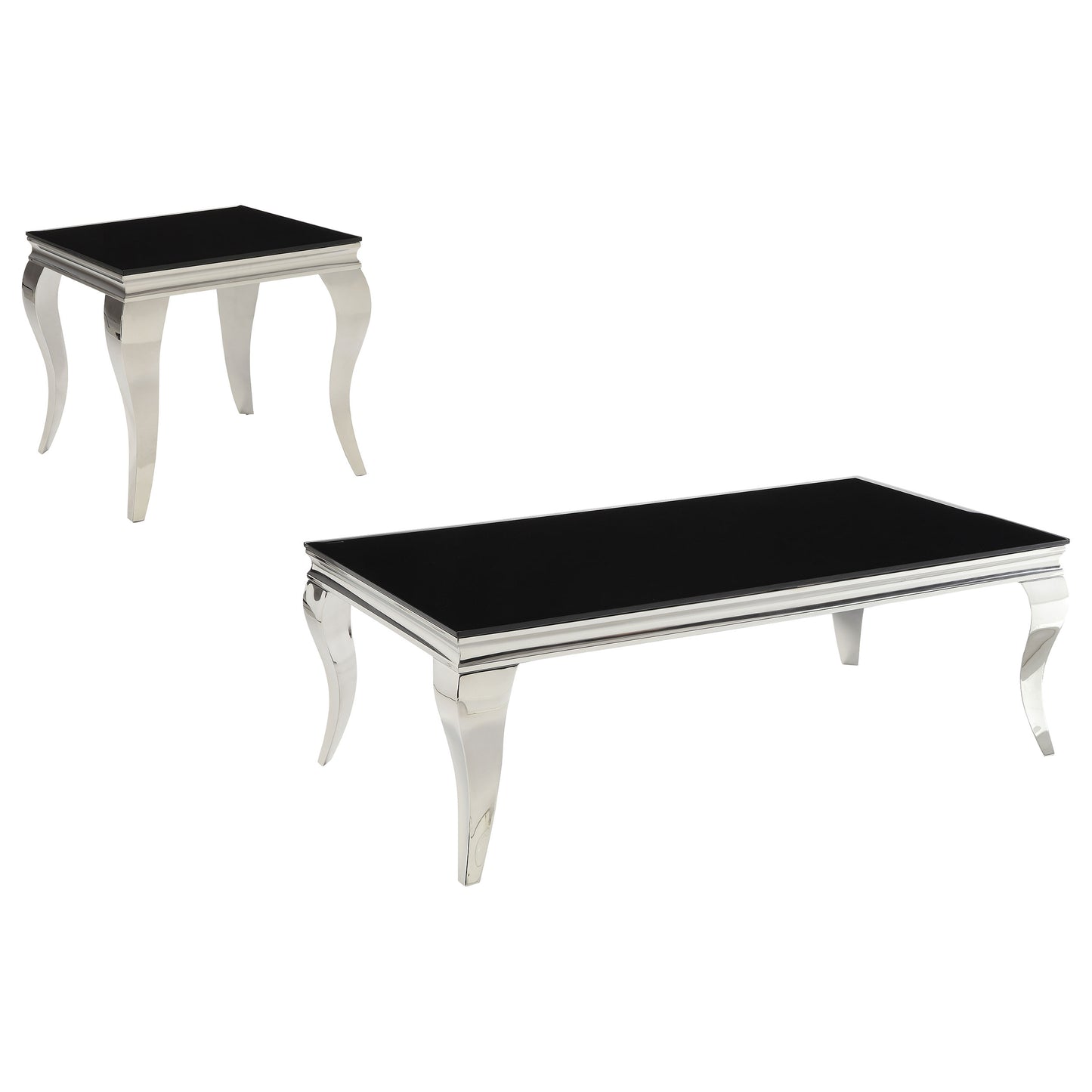 Carone 2-piece Glass Top Coffee and End Table Set Black