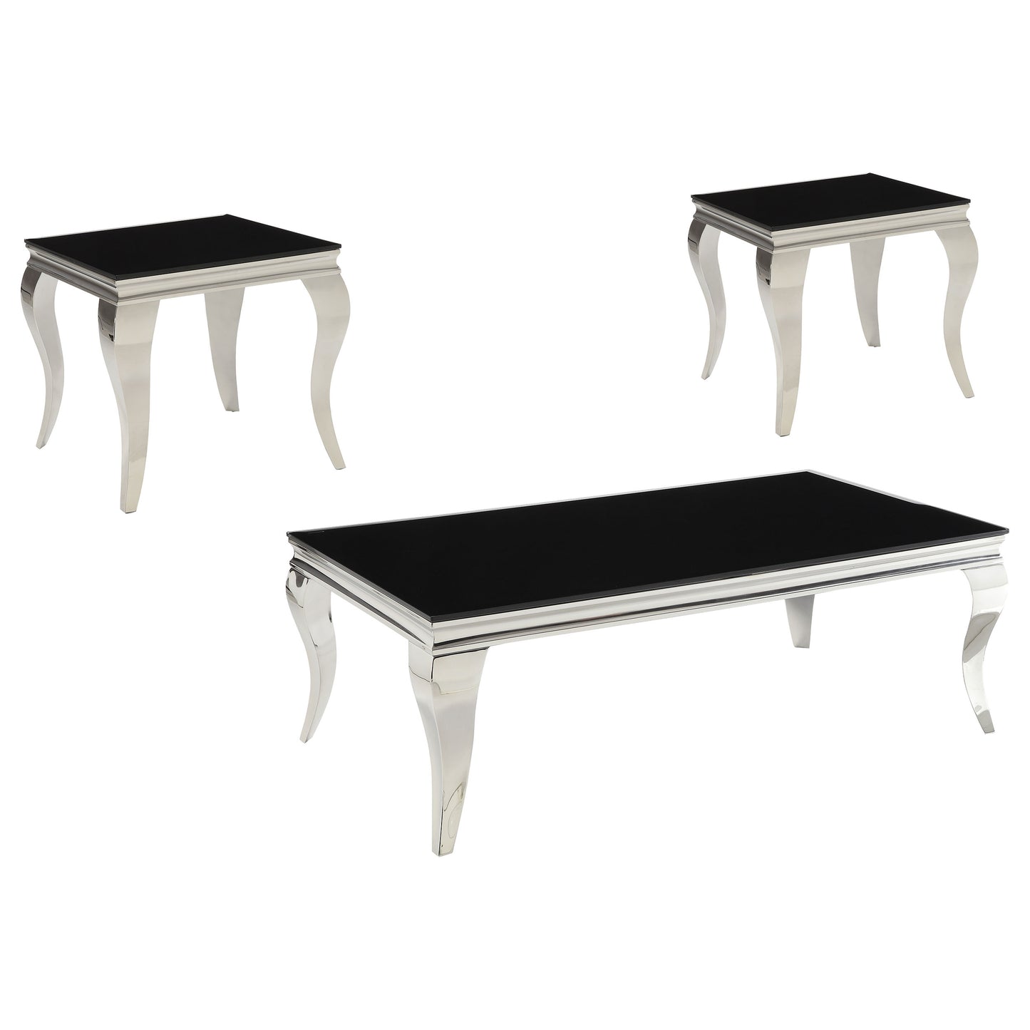 Carone 3-piece Glass Top Coffee and End Table Set Black