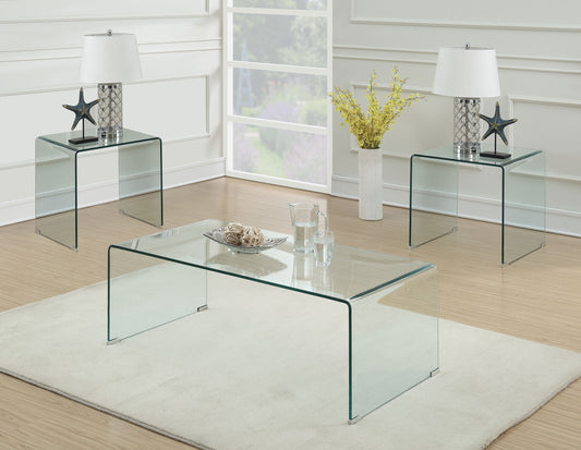 Ripley 3-piece Bent Glass Coffee and End Table Set Clear