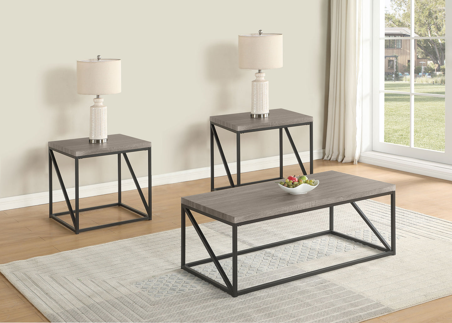 Birdie 3-piece Coffee and End Table Set Sonoma Grey