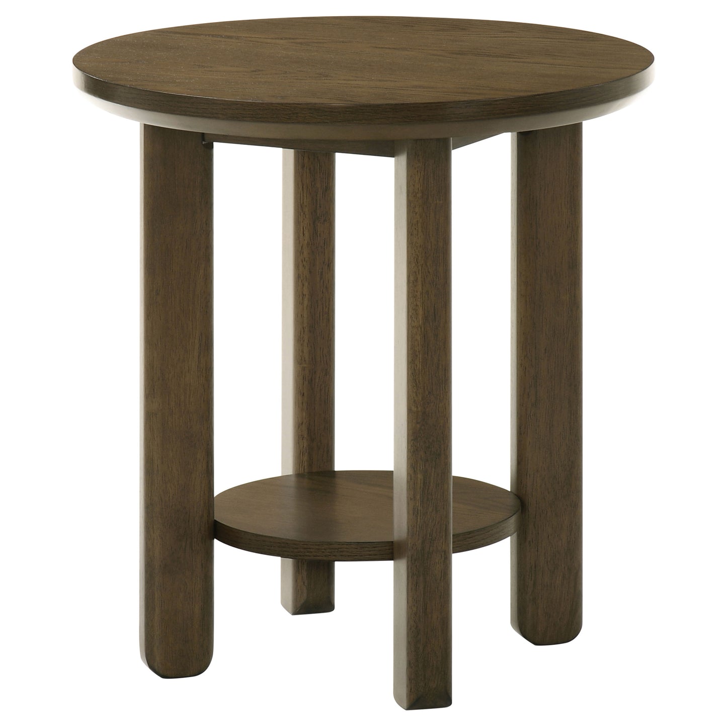 Ottowa Round Wood Side End Table with Shelf Brown