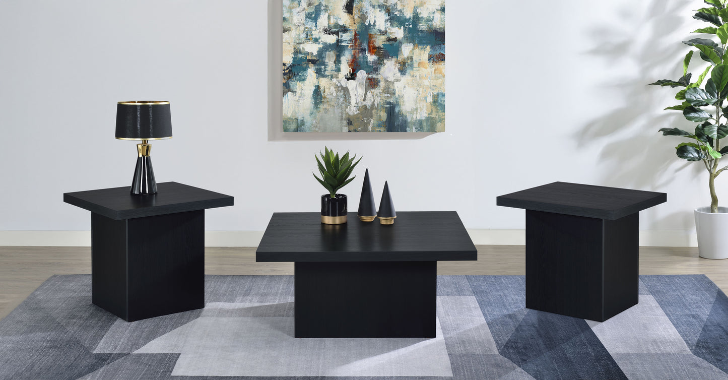 Devar 3-piece Square Cocktail Coffee End Table Set Black