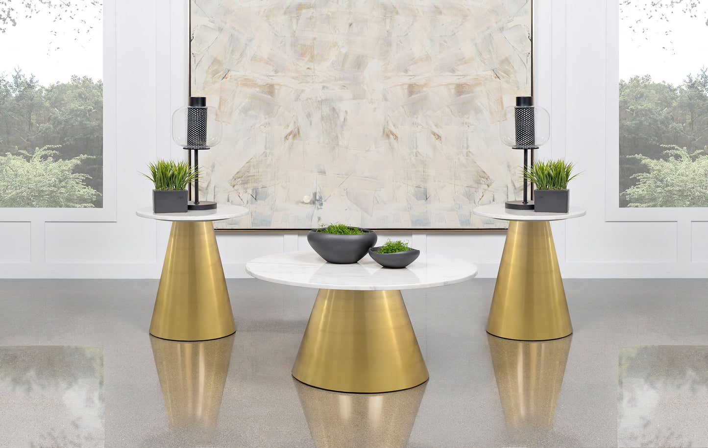 Avon 3-piece Marble Top Coffee and End Table Set White