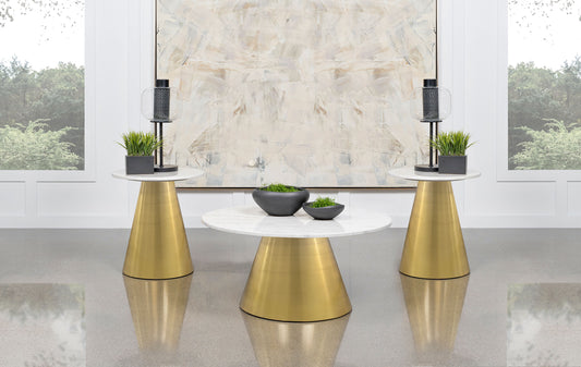 Avon 3-piece Marble Top Coffee and End Table Set White