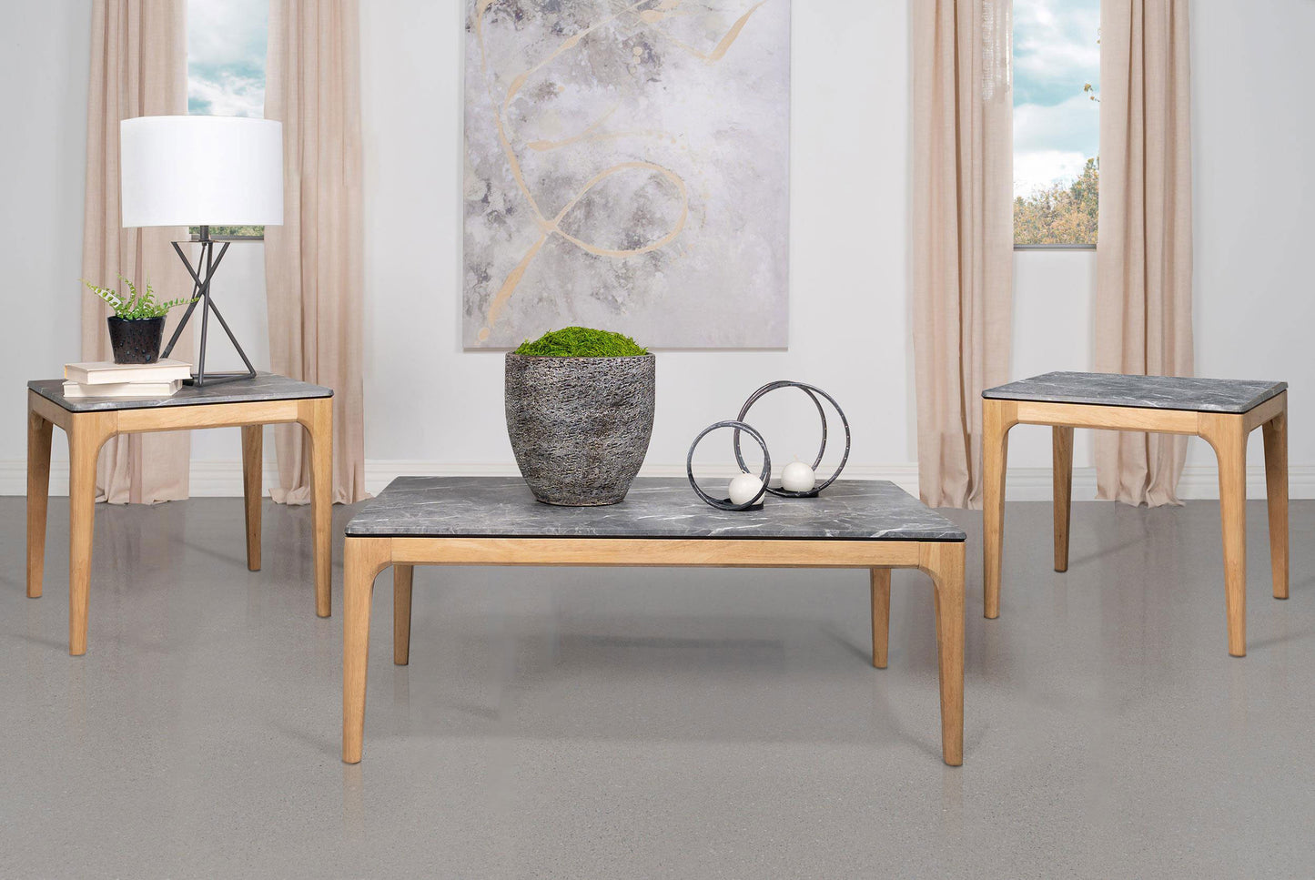 Polaris 3-piece SmartTop Coffee and End Table Set Grey