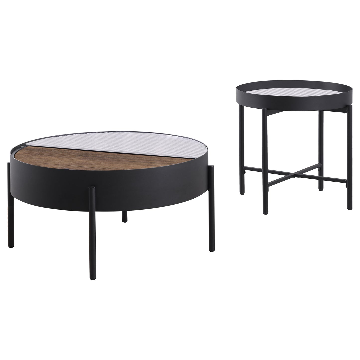 Ozella 2-piece Round Coffee and End Table Set Sandy Black