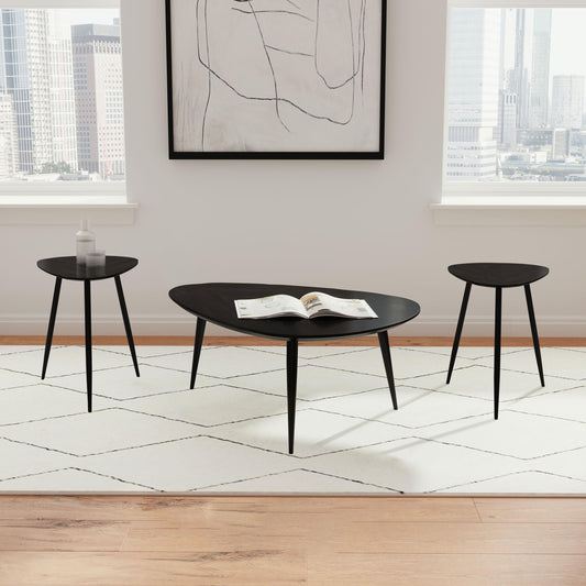 Odessa 3-piece Triangular Coffee and End Table Set Black