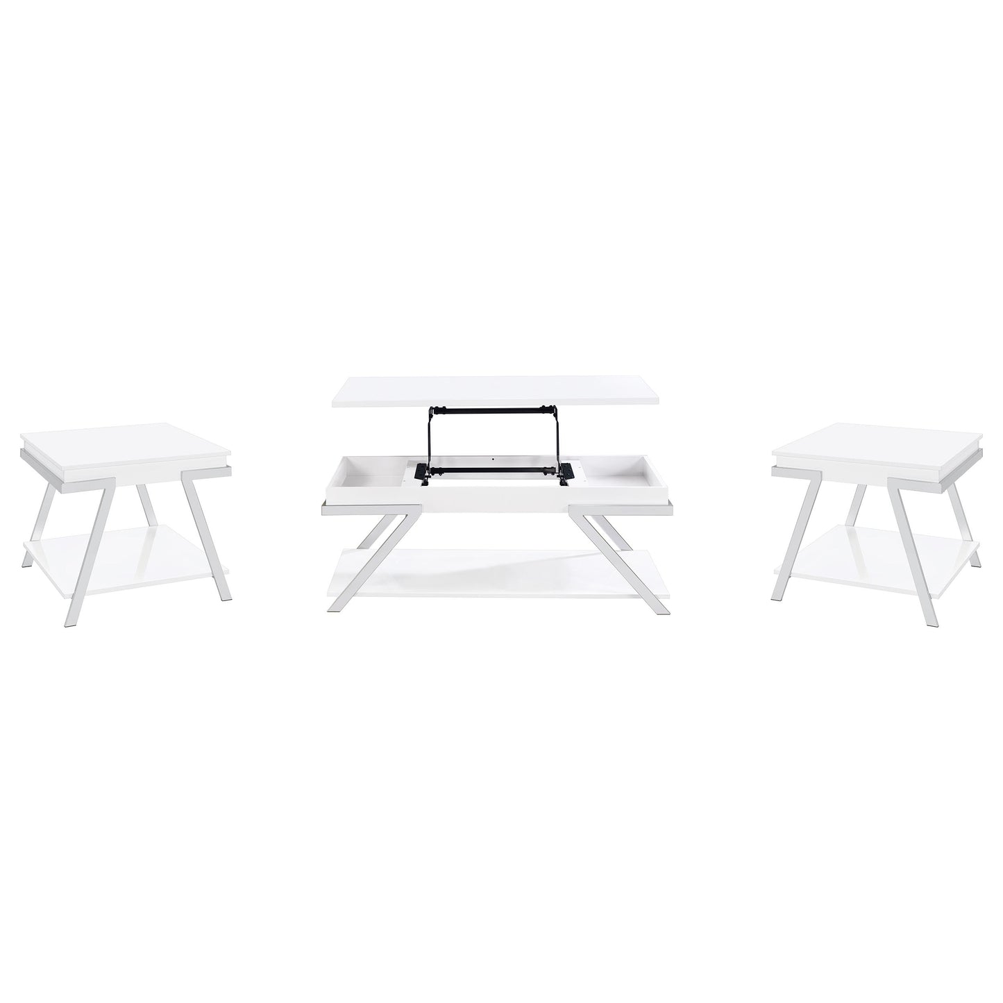 Marcia 3-piece Coffee and End Table Set White High Gloss