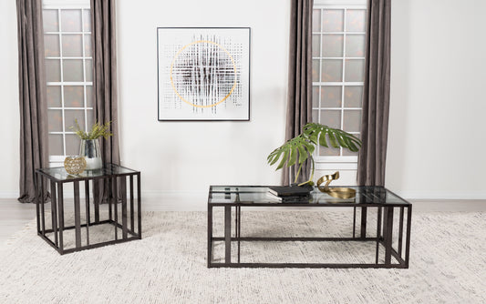 Adri 2-piece Coffee and End Table Set Black Nickel