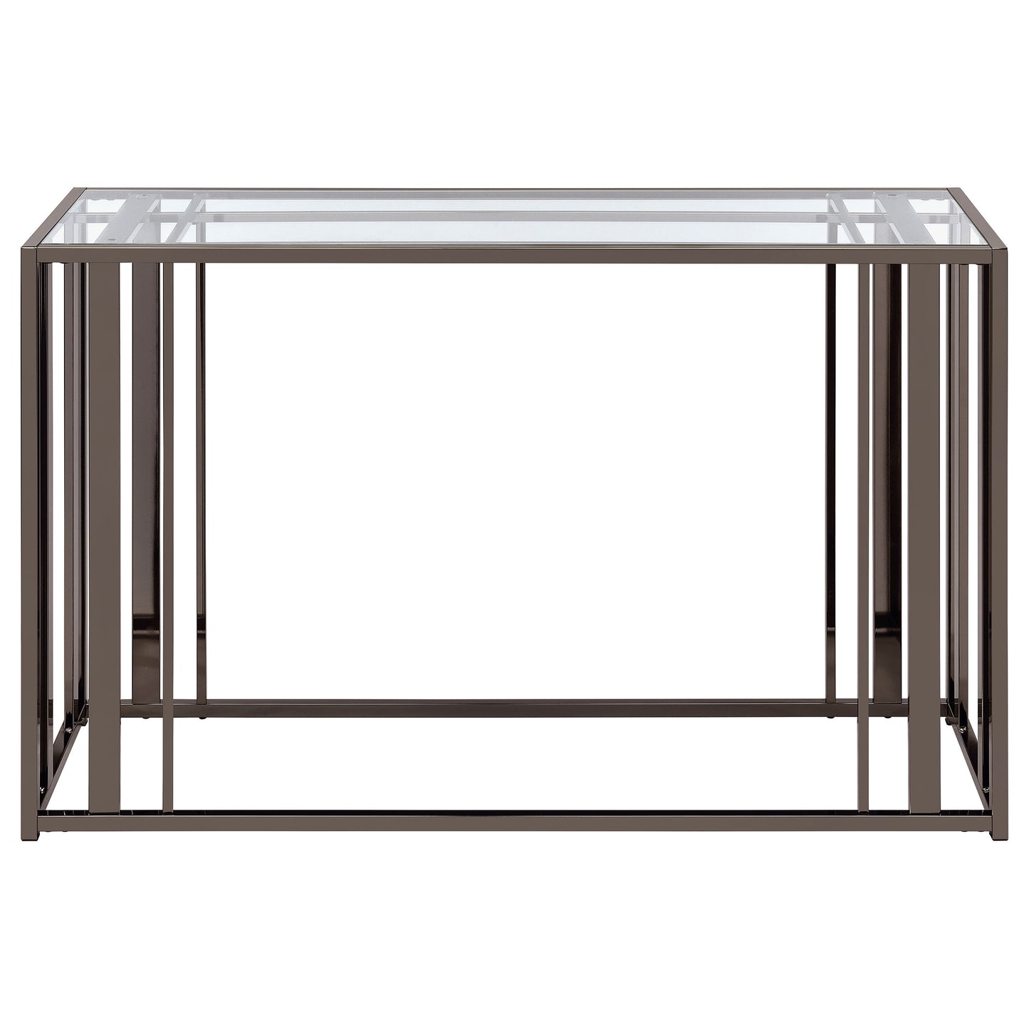 Adri Glass Top Entryway Console Table Black Nickel