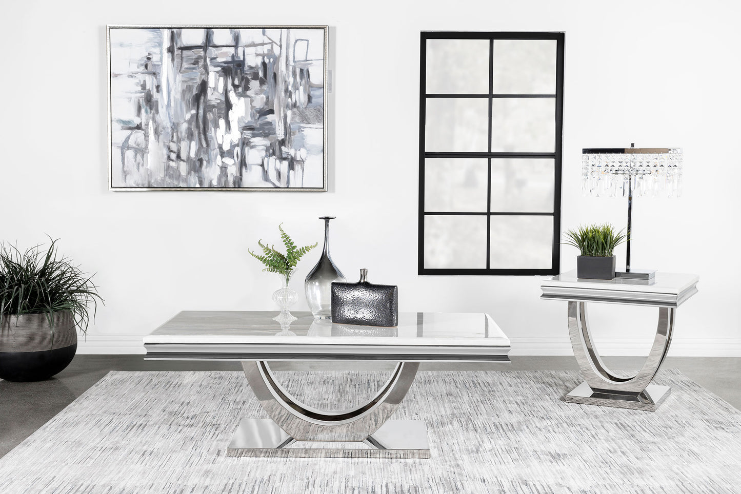 Kerwin 2-piece Rectangular Coffee and End Table Set Chrome