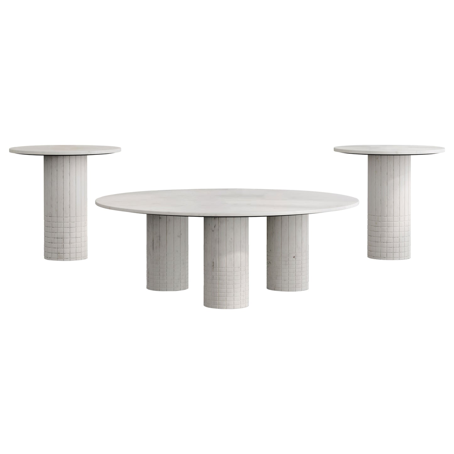 Astoria 3-piece Marble Coffee and End Table Set White