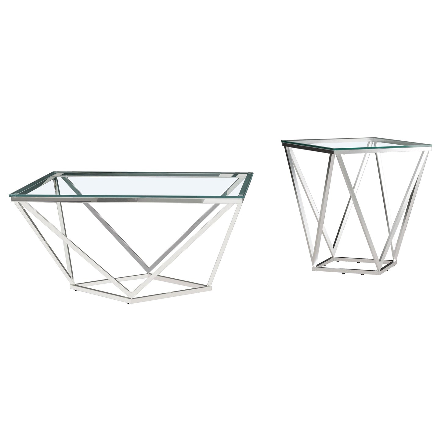 Brittania 2-piece Square Coffee and End Table Set Nickel