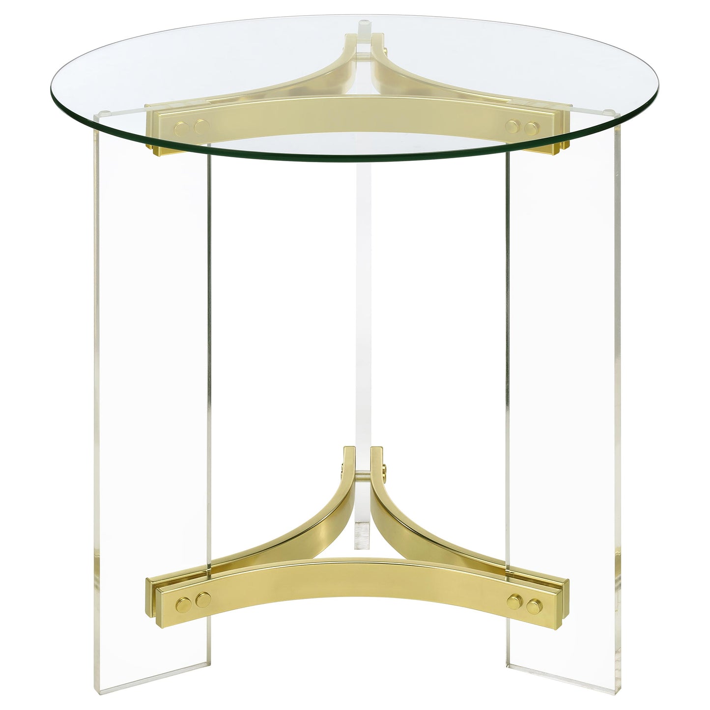 Janessa 2-piece Acrylic Coffee and End Table Set Matte Brass