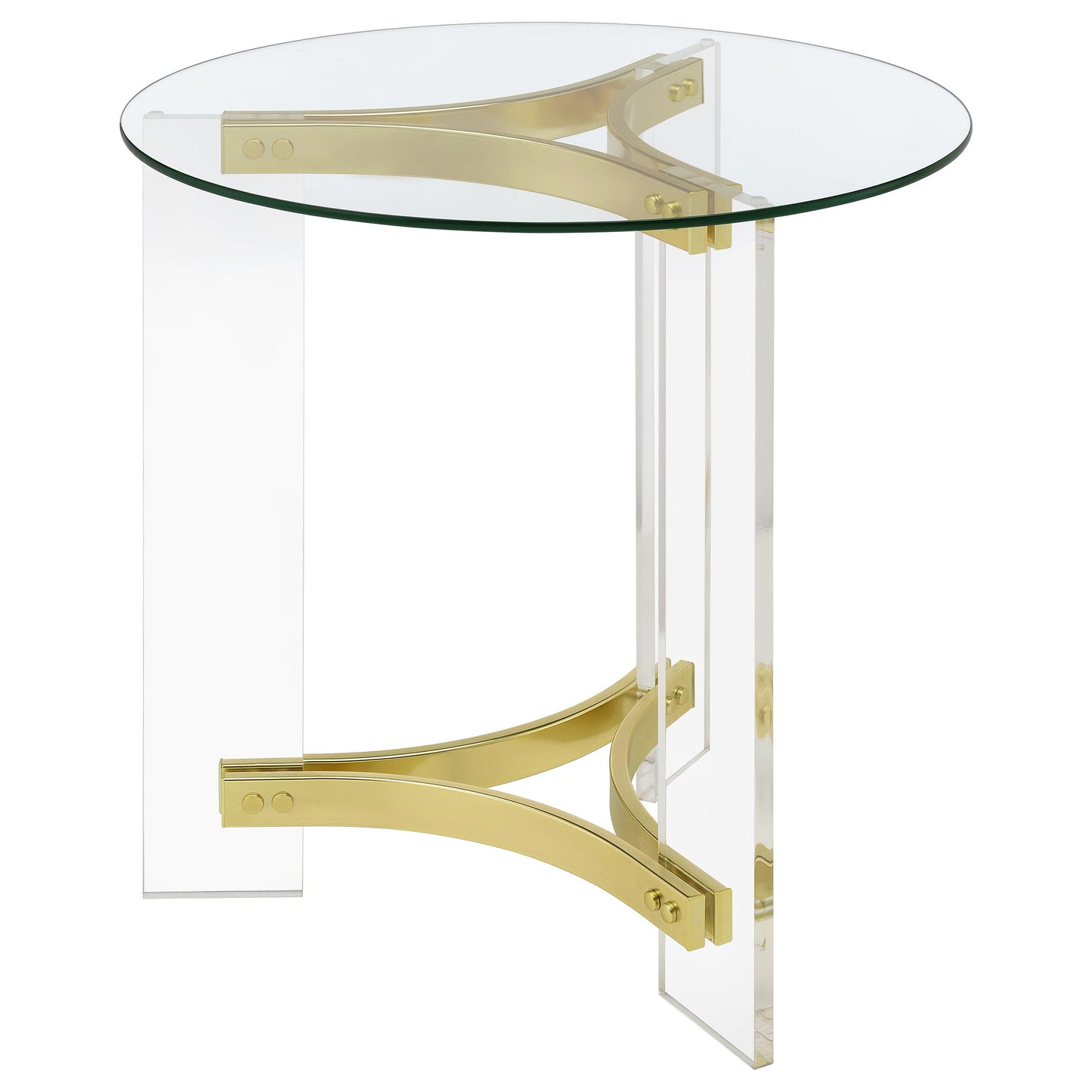 Janessa 2-piece Acrylic Coffee and End Table Set Matte Brass
