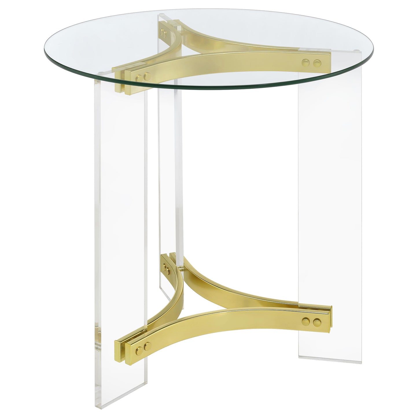 Janessa 3-piece Acrylic Coffee and End Table Set Matte Brass