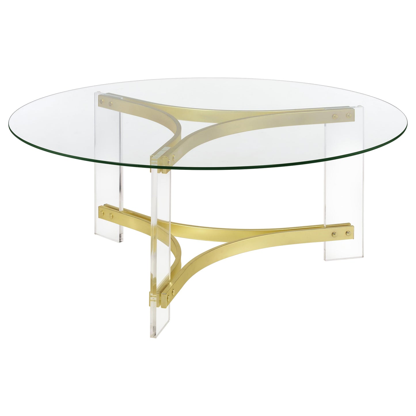 Janessa 3-piece Acrylic Coffee and End Table Set Matte Brass
