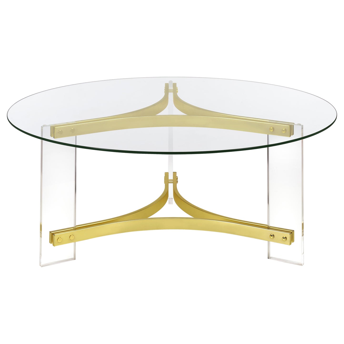 Janessa 3-piece Acrylic Coffee and End Table Set Matte Brass