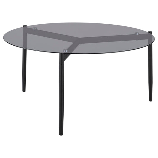 Rosalie Round Smoked Glass Top Coffee Table Grey