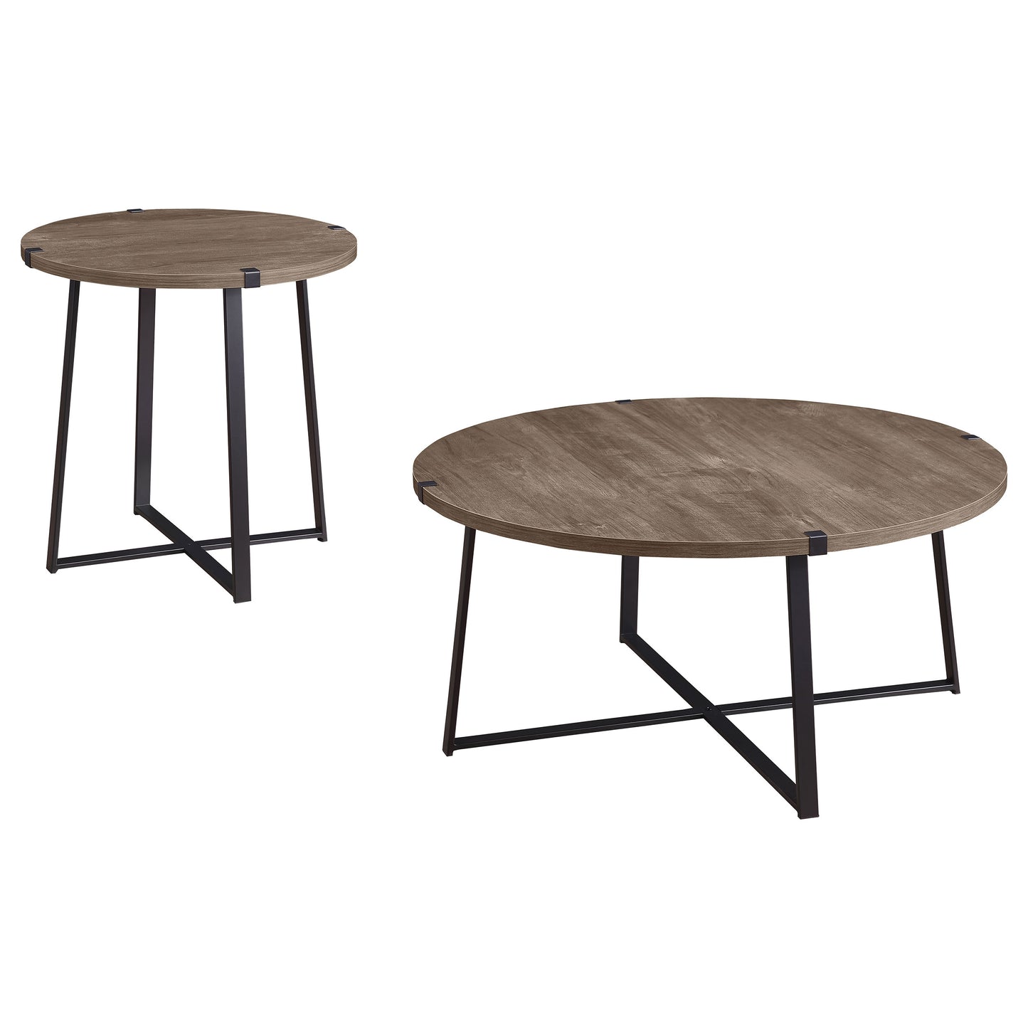 Marcus 2-piece Round Coffee and End Table Set Light Brown