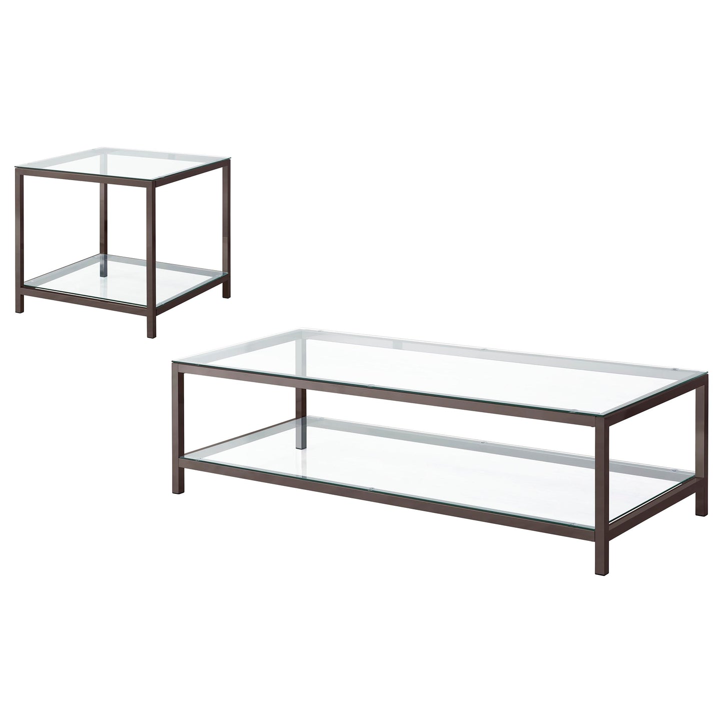 Trini 2-piece Coffee and End Table Set Black Nickel