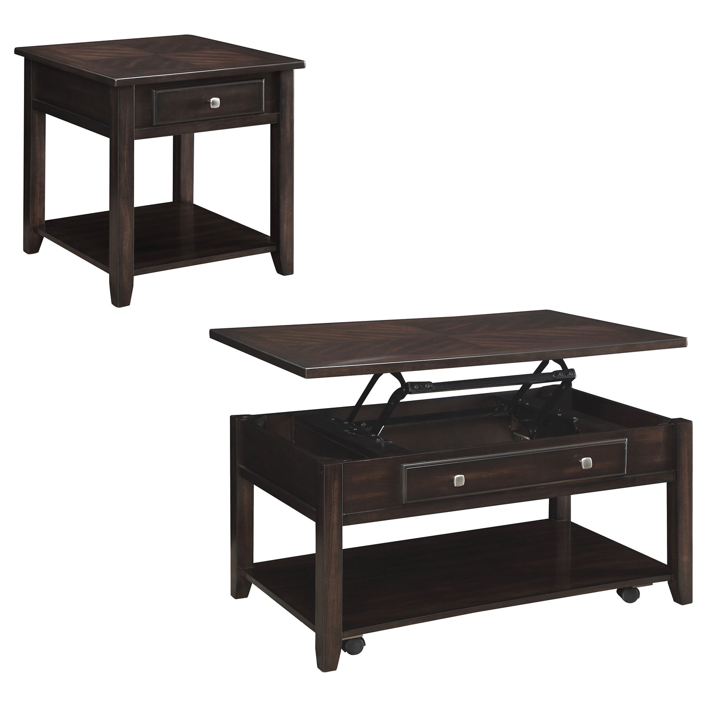 Bradford 2-piece Lift Top Coffee and End Table Set Walnut