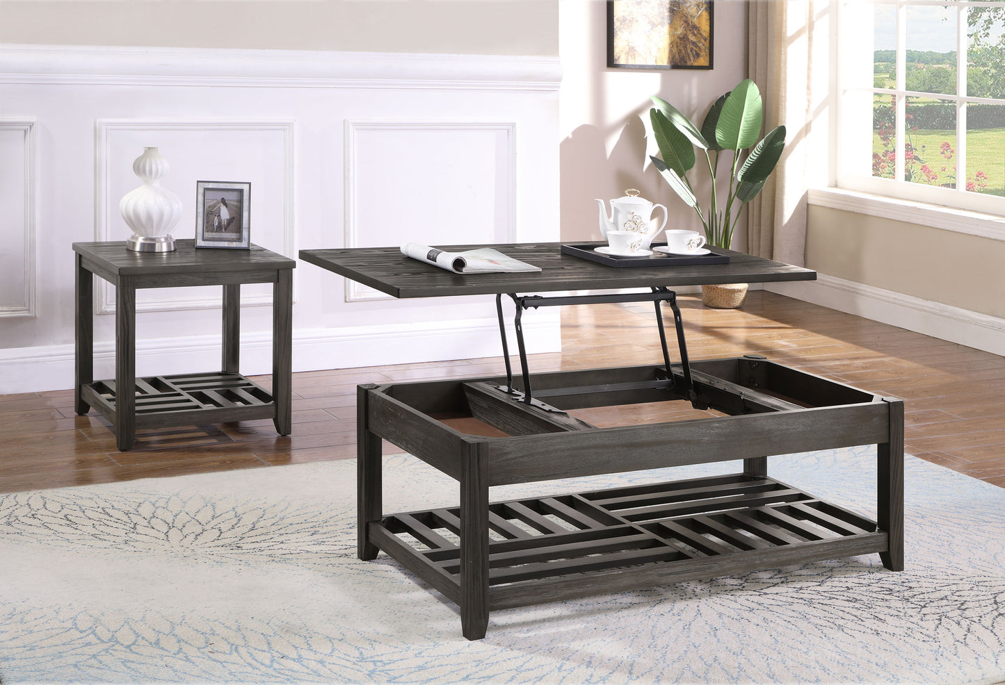 Cliffview 2-piece Lift Top Coffee and End Table Set Grey