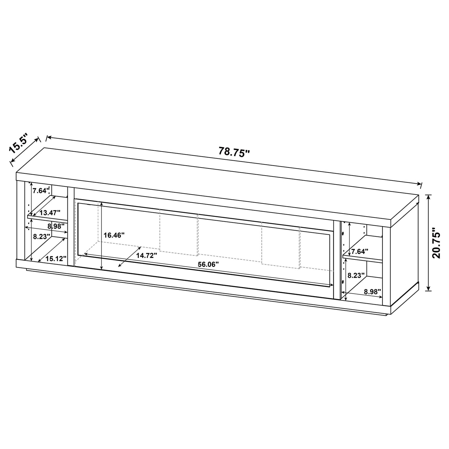 Deiter 79-inch TV Stand Fireplace Media Console Black