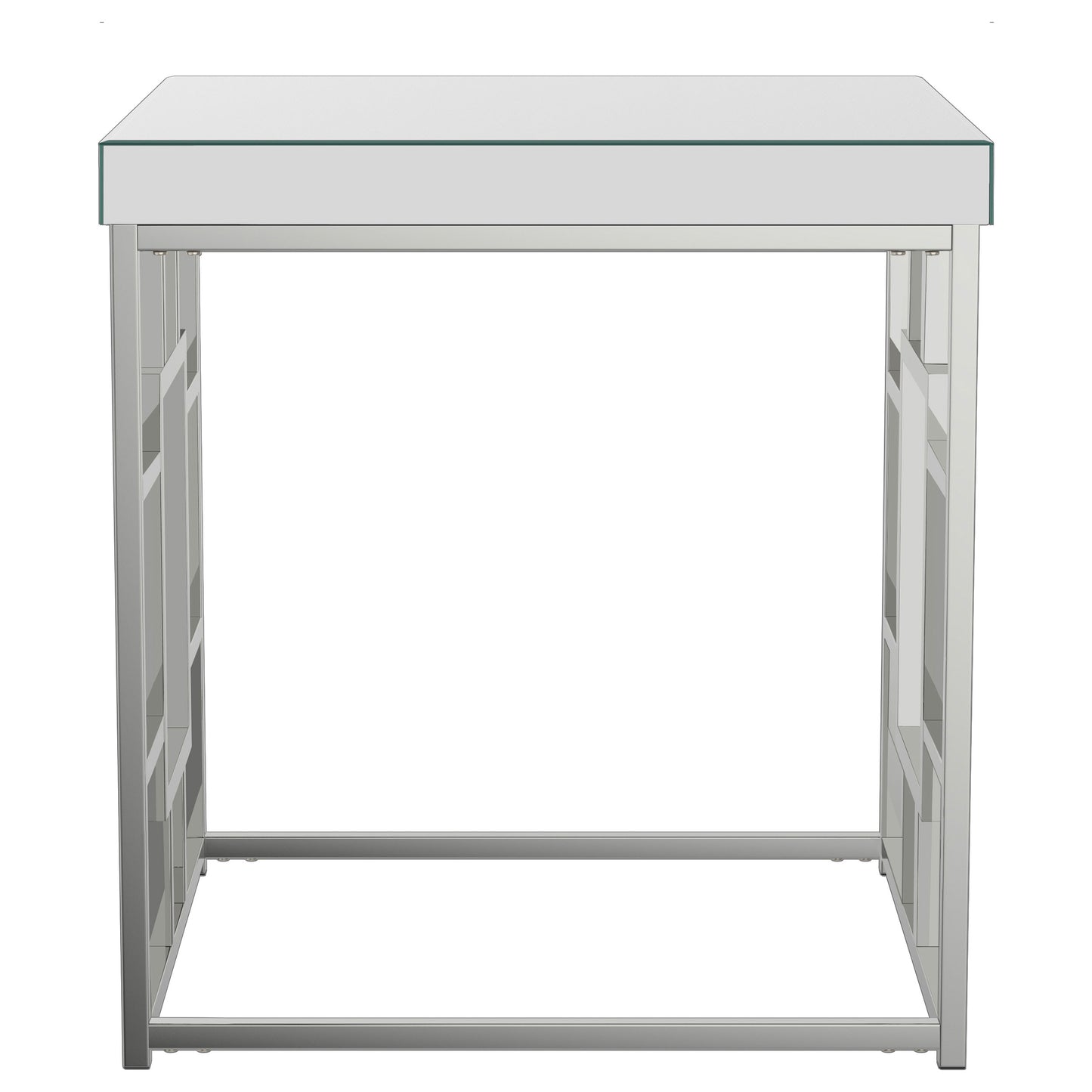 Dafina Square Mirrored Top Side End Table Chrome