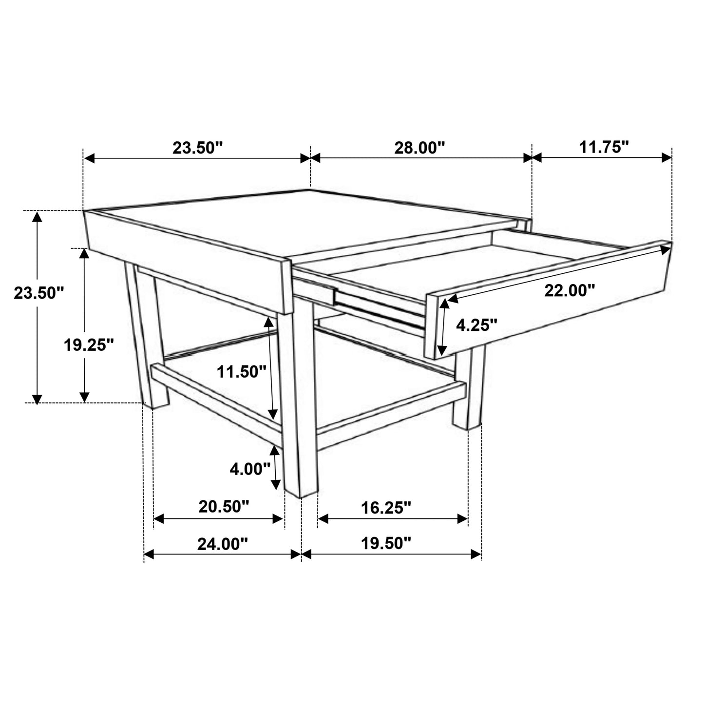 Owen 1-drawer Rectangular Side End Table Wheat Brown