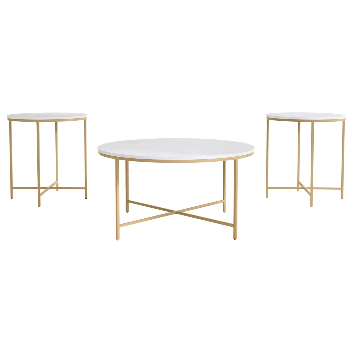 Ellison 3-piece Round Marble Coffee and End Table Set White