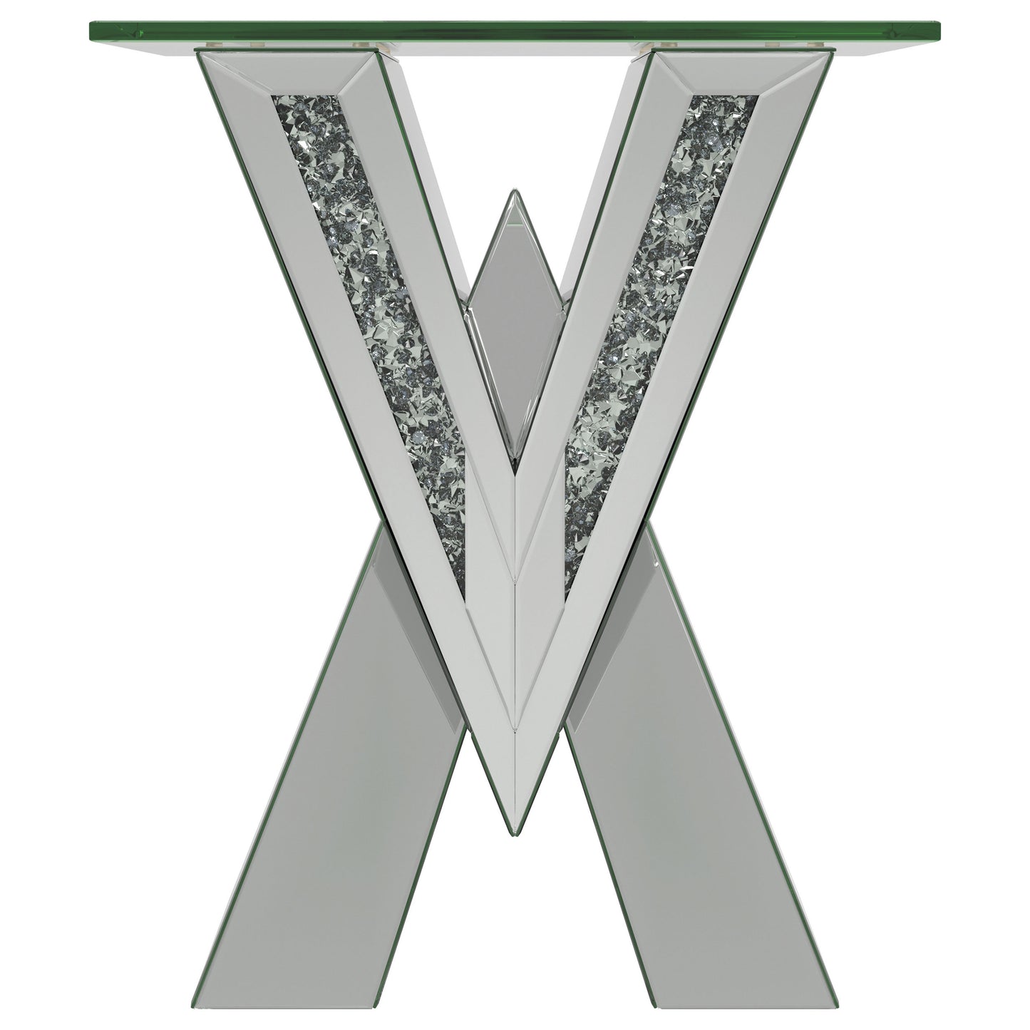 Taffeta 2-piece Mirrored Coffee and End Table Set Silver