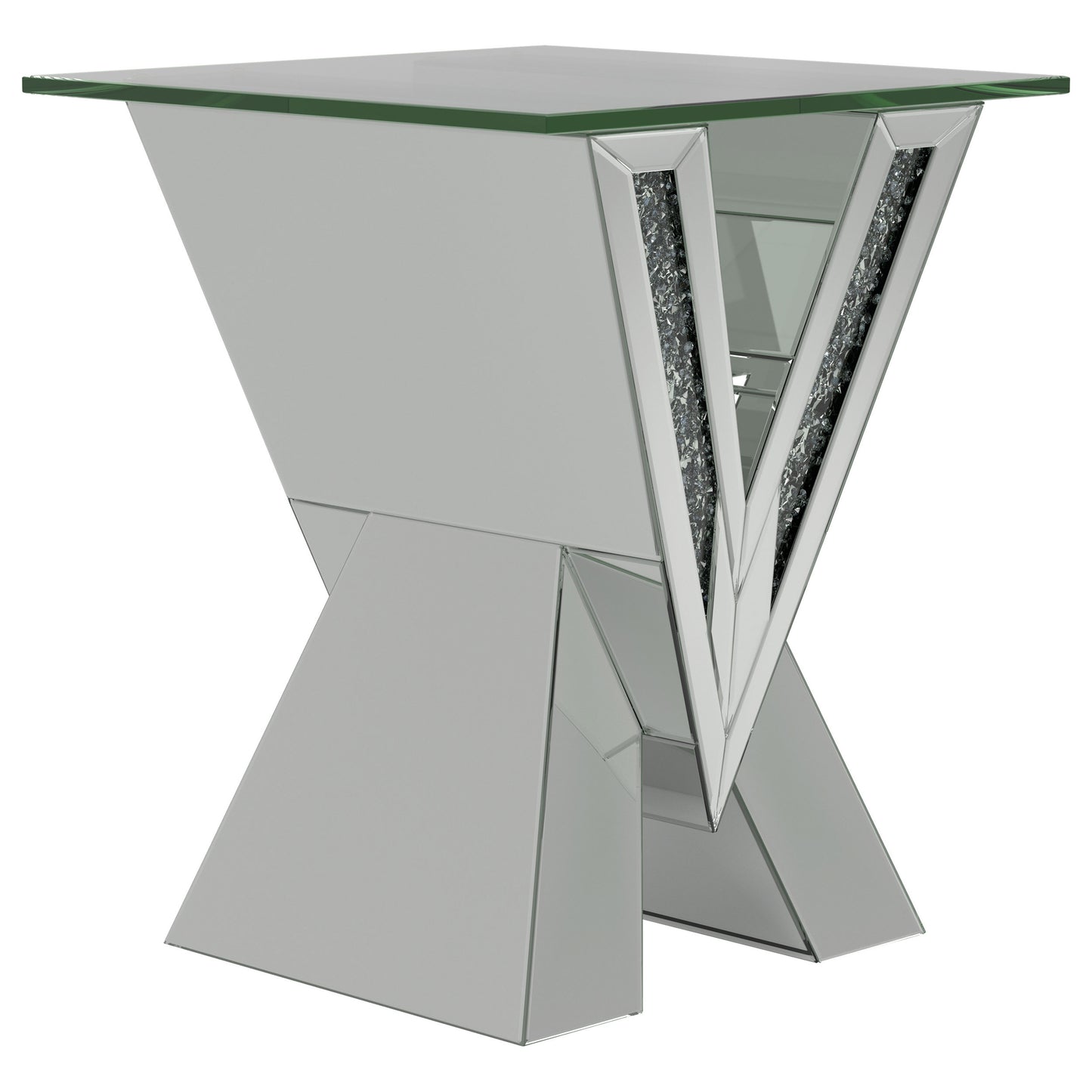 Taffeta 3-piece Mirrored Coffee and End Table Set Silver