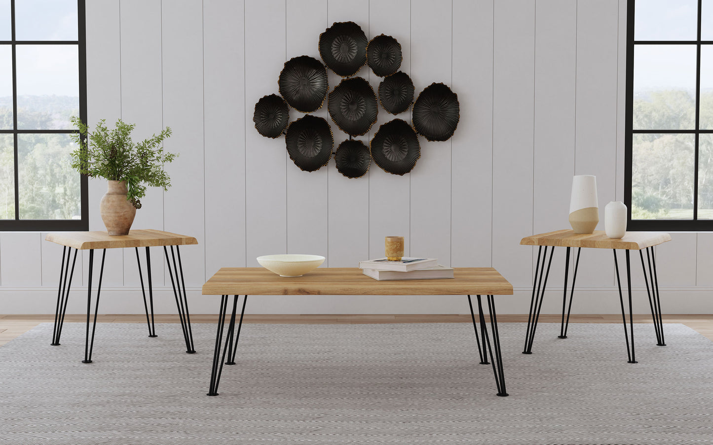 Zander 3-piece Rectangular Coffee and End Table Set Natural