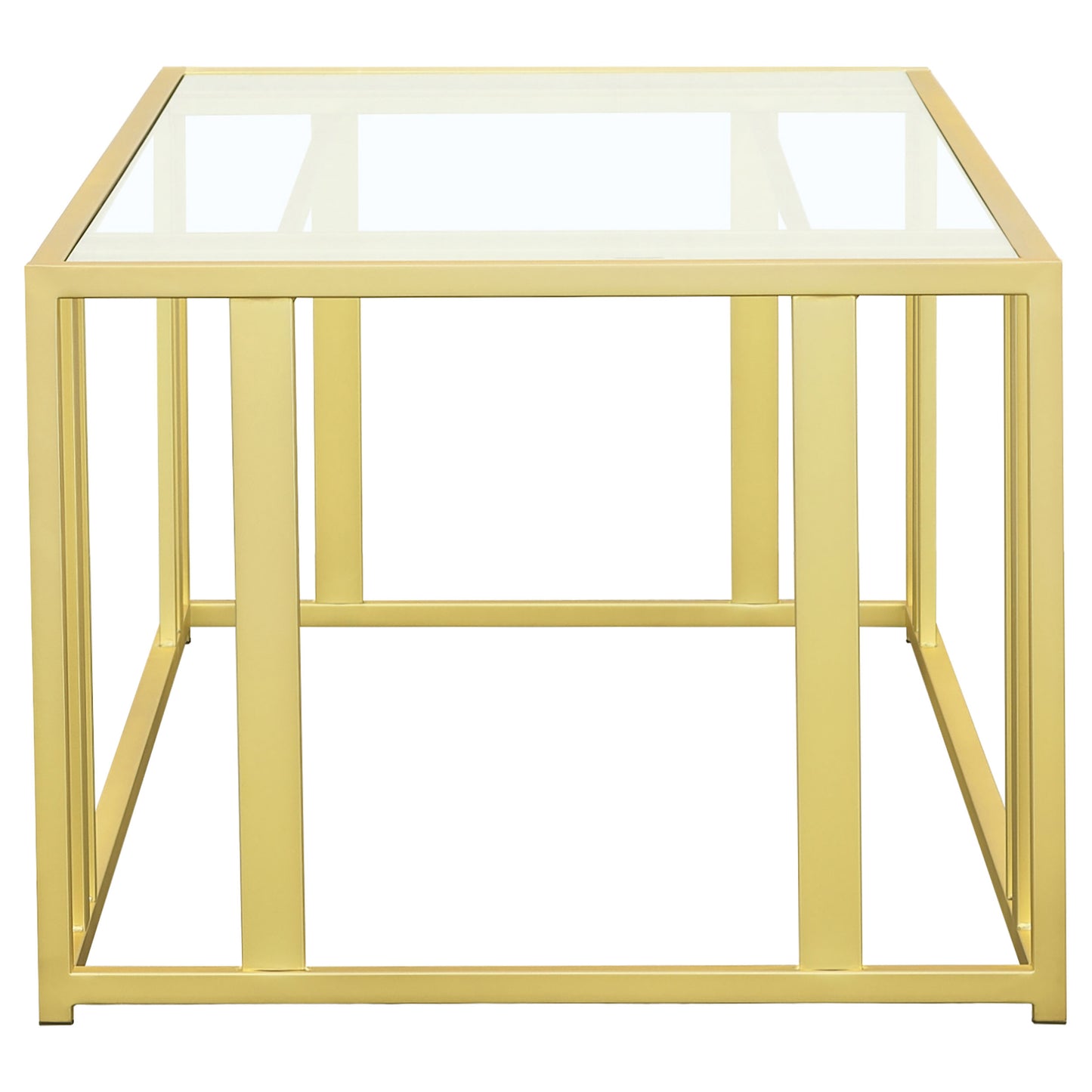 Adri Rectangular Glass Top Coffee Table Matte Brass