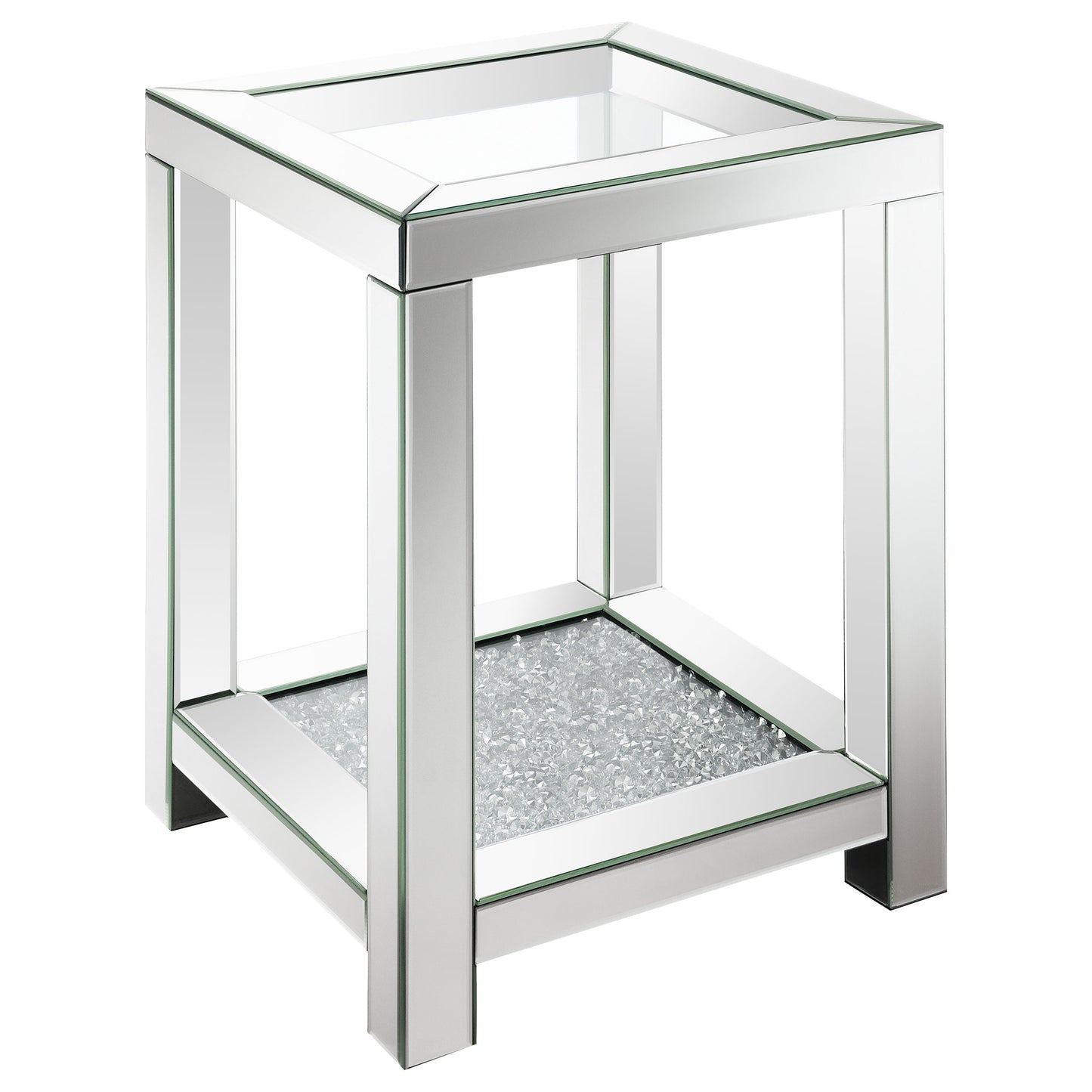 Valentina 2-piece Mirrored Coffee and End Table Set Silver